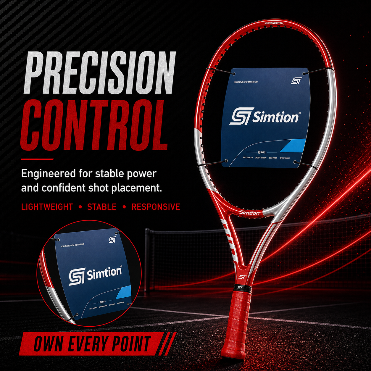 Simtion Carbon Fiber Tennis Racket Pro Customization