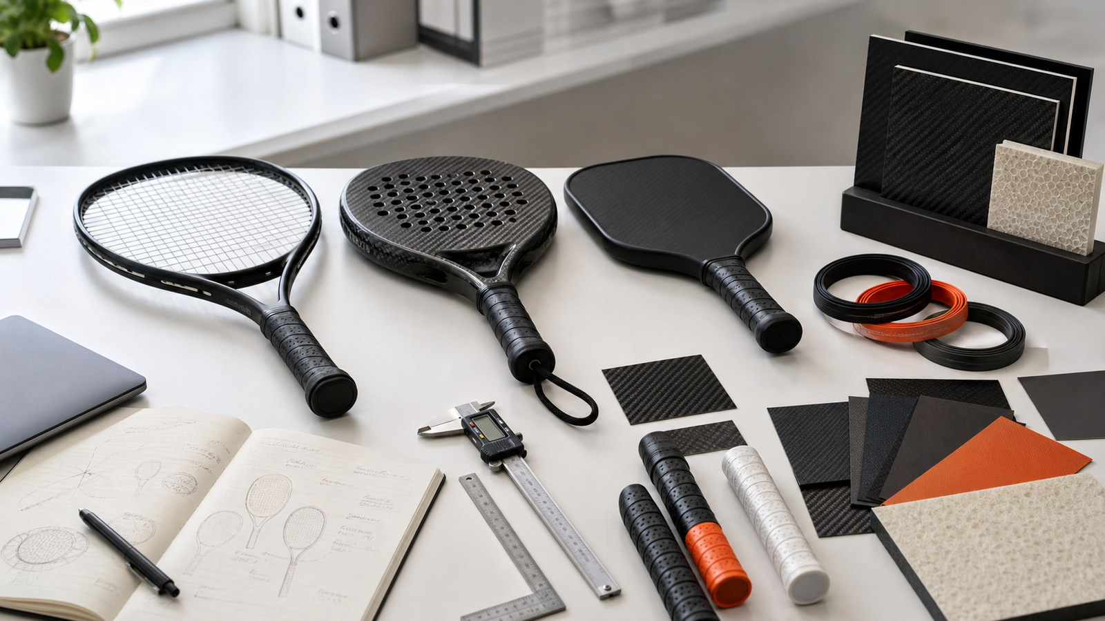 Custom racket and paddle project planning desk for Simtion inquiries