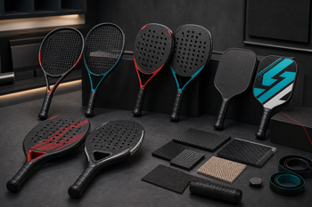 Simtion custom carbon fiber sports equipment product lineup and material samples